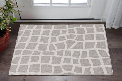 3' X 5' Gray and Ivory Cobblestone Area Rug