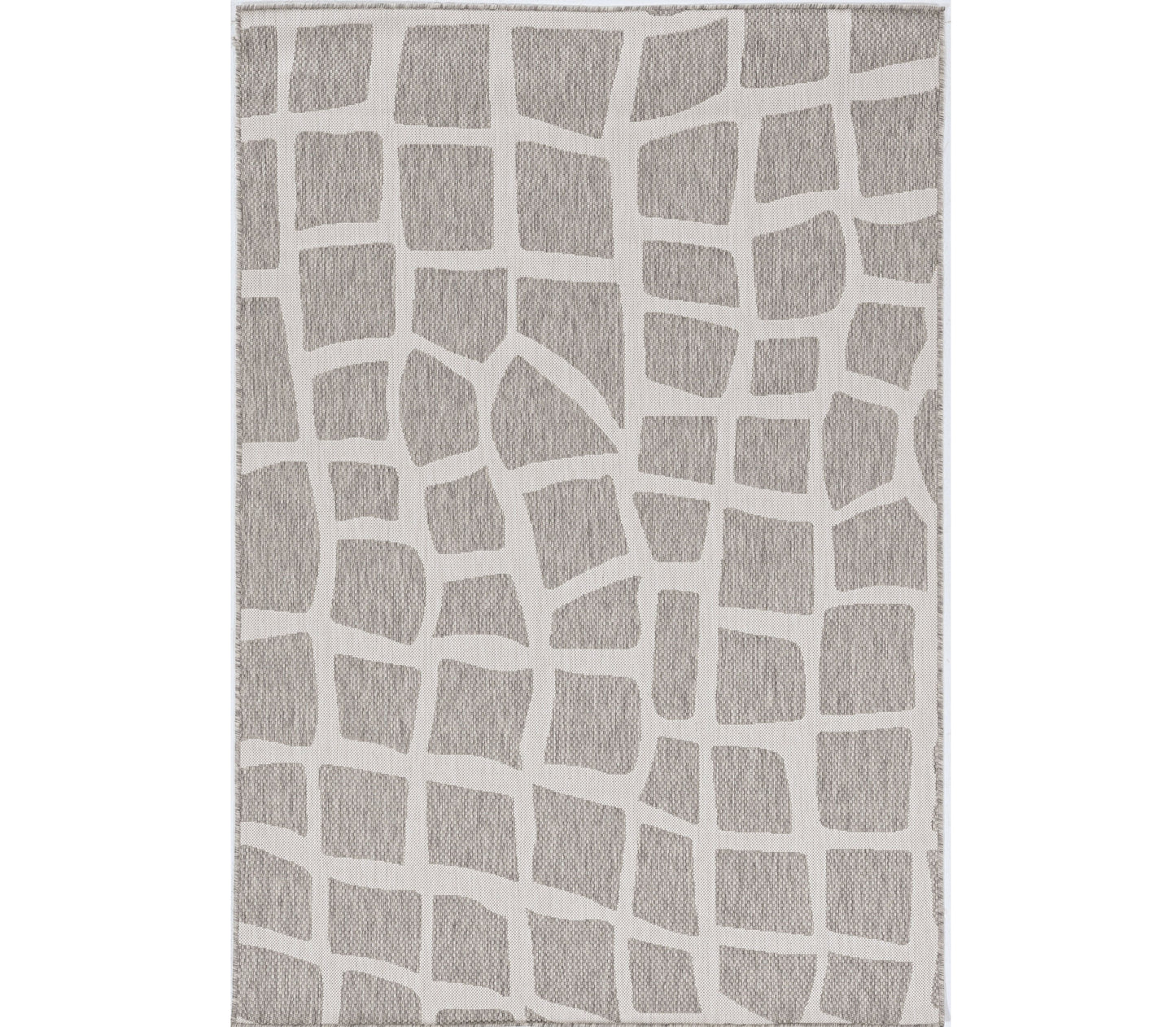 8' X 11' Ivory Or Grey Abstract Tiles Indoor Area Rug