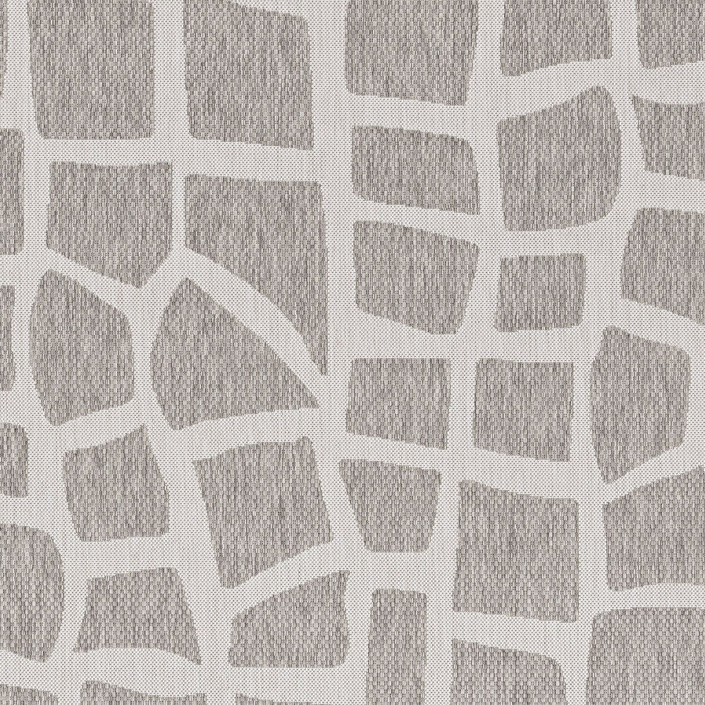 8' X 11' Ivory Or Grey Abstract Tiles Indoor Area Rug