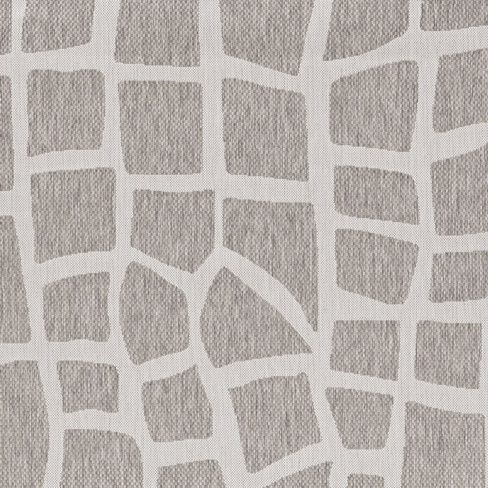 8' X 11' Ivory Or Grey Abstract Tiles Indoor Area Rug