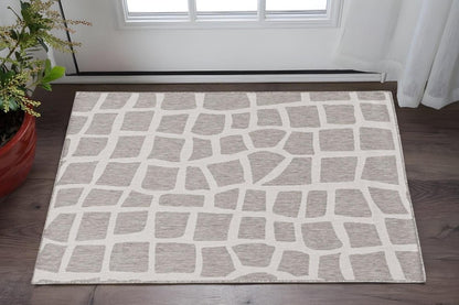 3' X 4' Gray and Ivory Cobblestone Area Rug