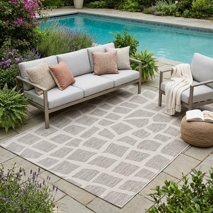 5' X 8' Gray Abstract Indoor Outdoor Area Rug