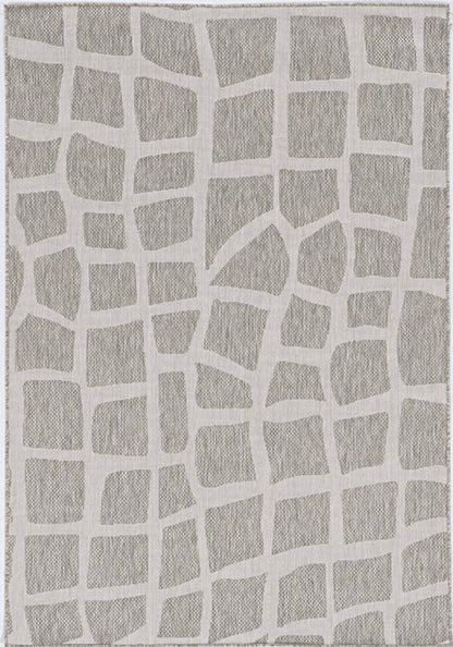 8' Gray Abstract Indoor Outdoor Area Rug