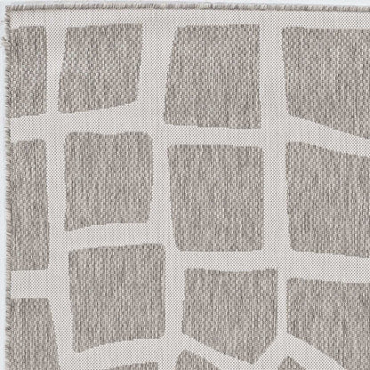 8' Gray Abstract Indoor Outdoor Area Rug