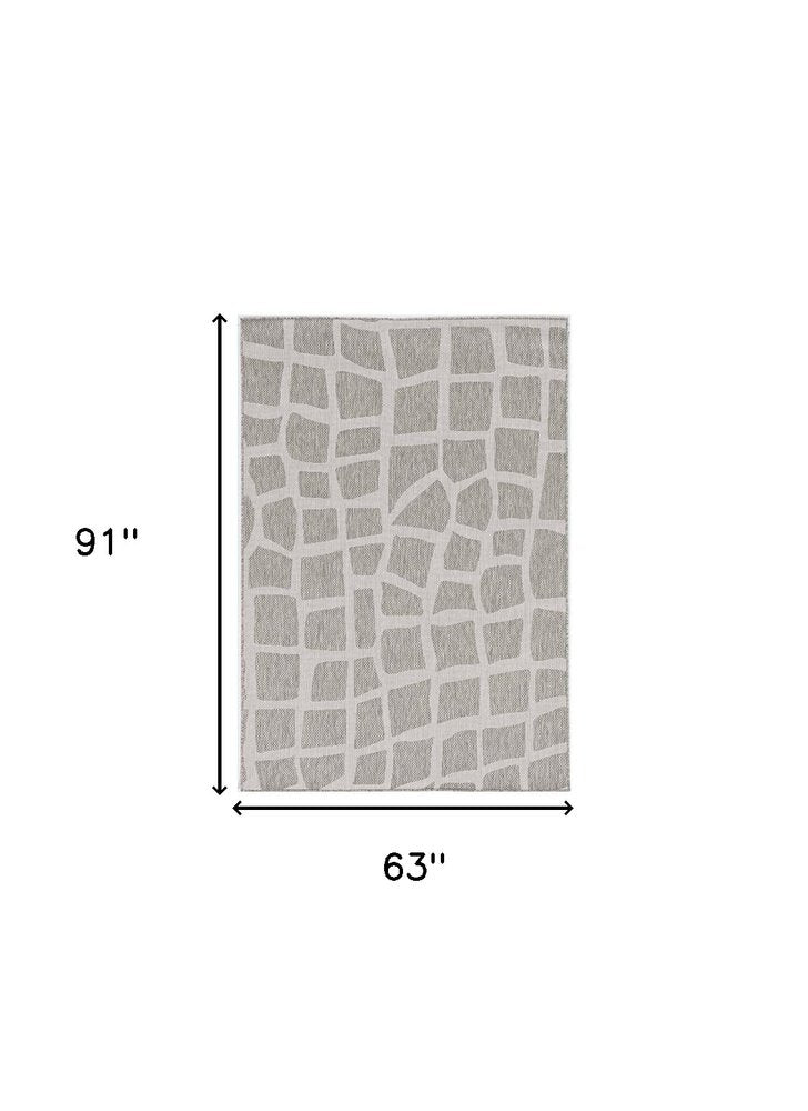 8' Gray Abstract Indoor Outdoor Area Rug