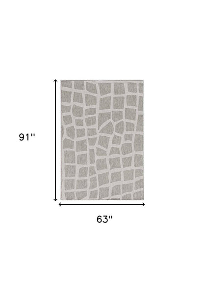 8' Gray Abstract Indoor Outdoor Area Rug