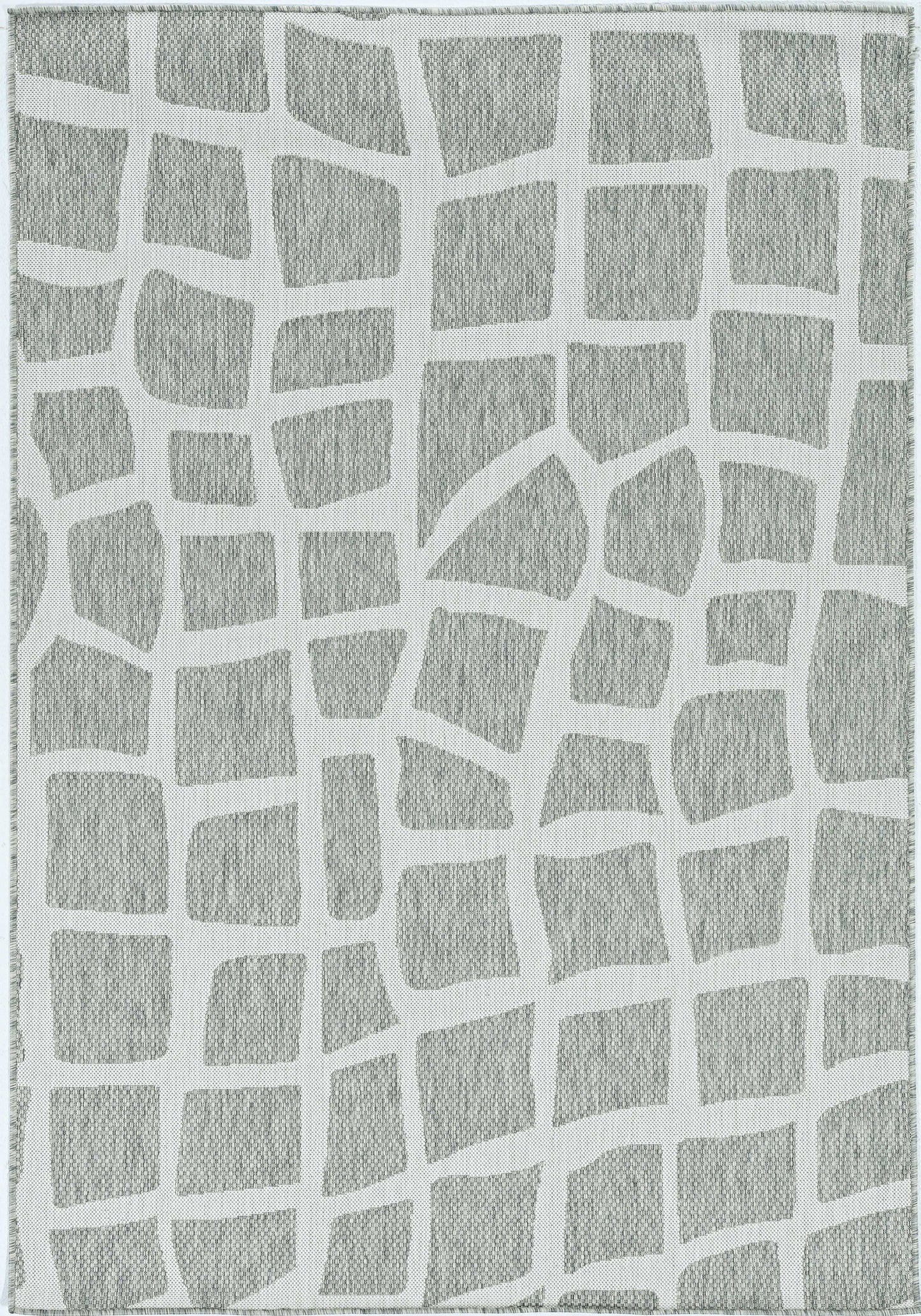 8' X 11' Ivory Or Grey Abstract Tiles Indoor Area Rug