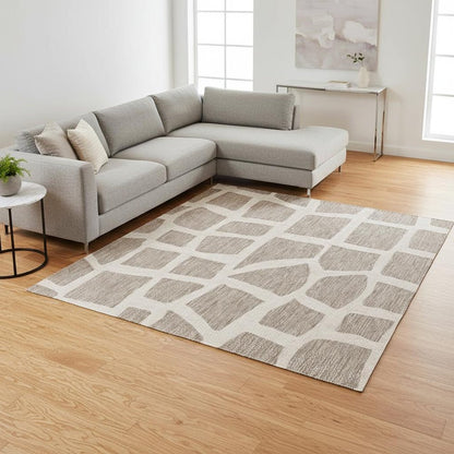 8' X 11' Gray And Ivory Cobblestone Area Rug