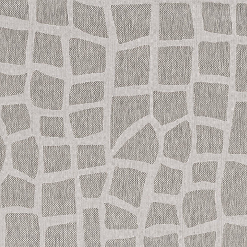 8' X 11' Ivory Or Grey Abstract Tiles Indoor Area Rug