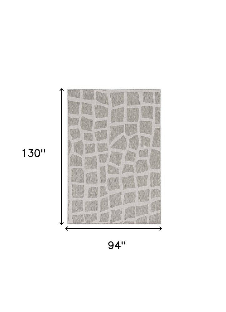 8' X 11' Gray And Ivory Cobblestone Area Rug