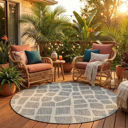 5' X 8' Gray Abstract Indoor Outdoor Area Rug