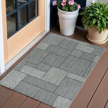 8' X 11' Gray Southwestern Indoor Outdoor Area Rug