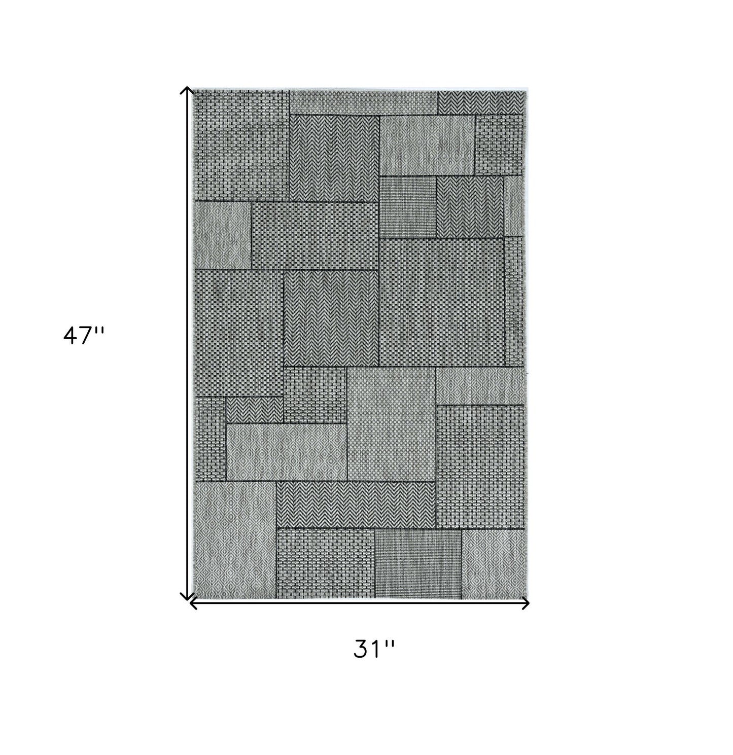 3' X 4' Gray Southwestern Indoor Outdoor Area Rug