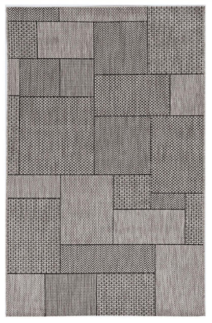 8' X 11' Gray Southwestern Indoor Outdoor Area Rug