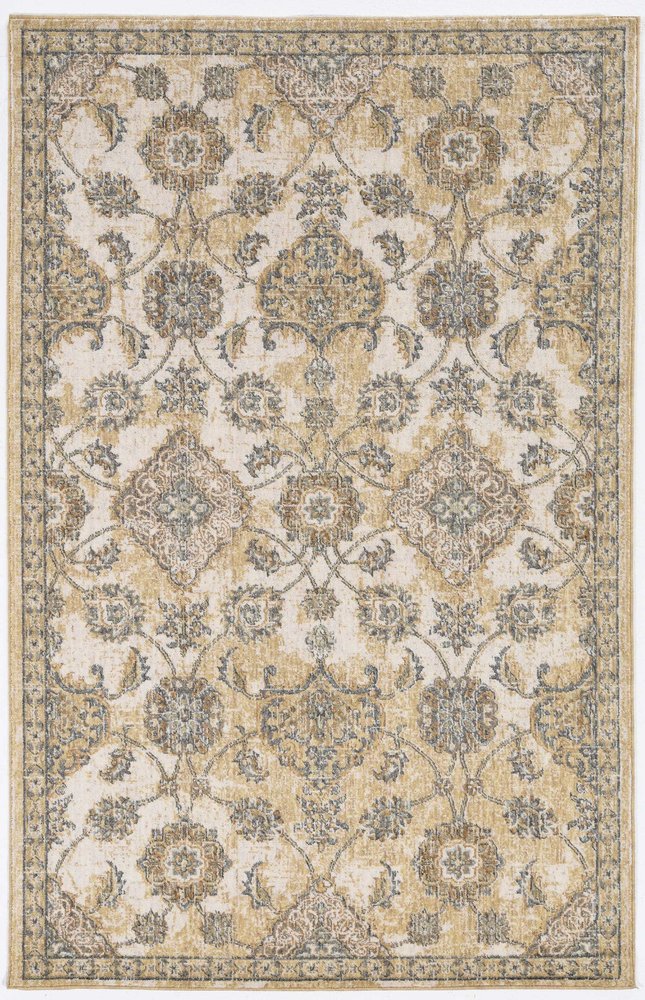 7' Ivory Beige And Gray Wool Floral Medallion Runner Rug