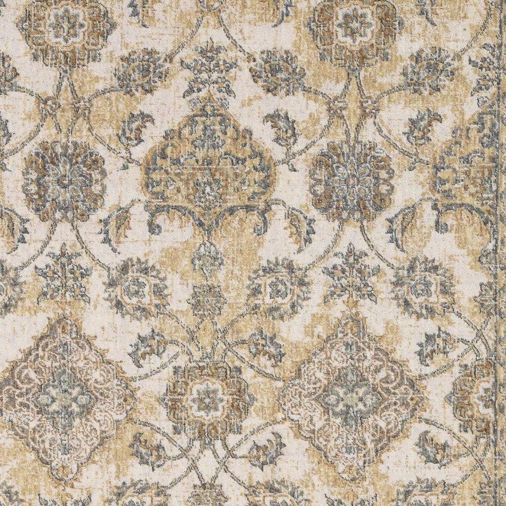 2' X 3' Ivory Beige And Gray Wool Floral Medallion Area Rug