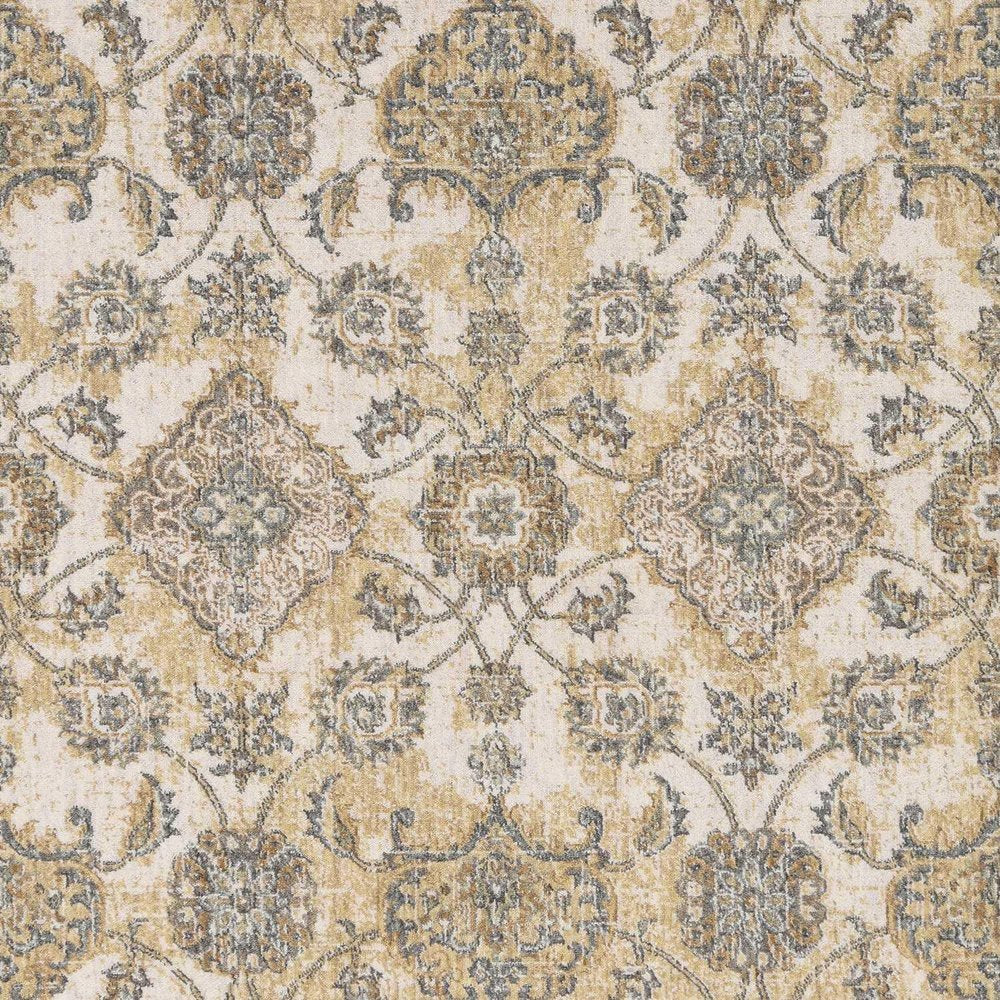 3' X 5' Ivory Beige And Gray Wool Floral Medallion Area Rug