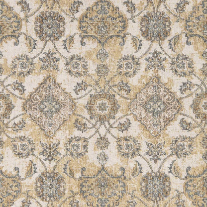 3' X 5' Ivory Beige And Gray Wool Floral Medallion Area Rug