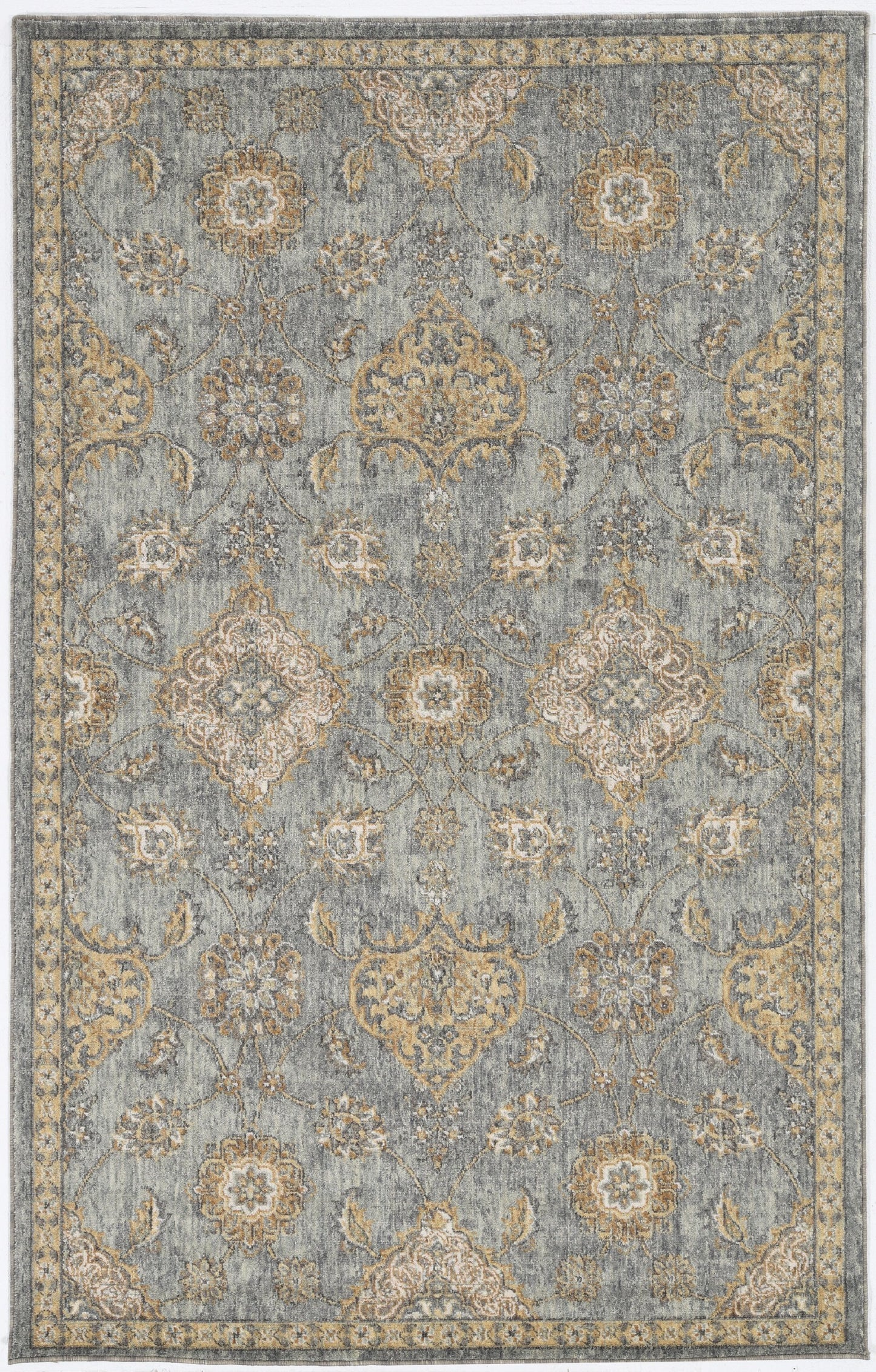 8' Sage Orange And White Wool Floral Distressed Runner Rug