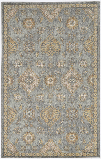 8' Sage Orange And White Wool Floral Distressed Runner Rug