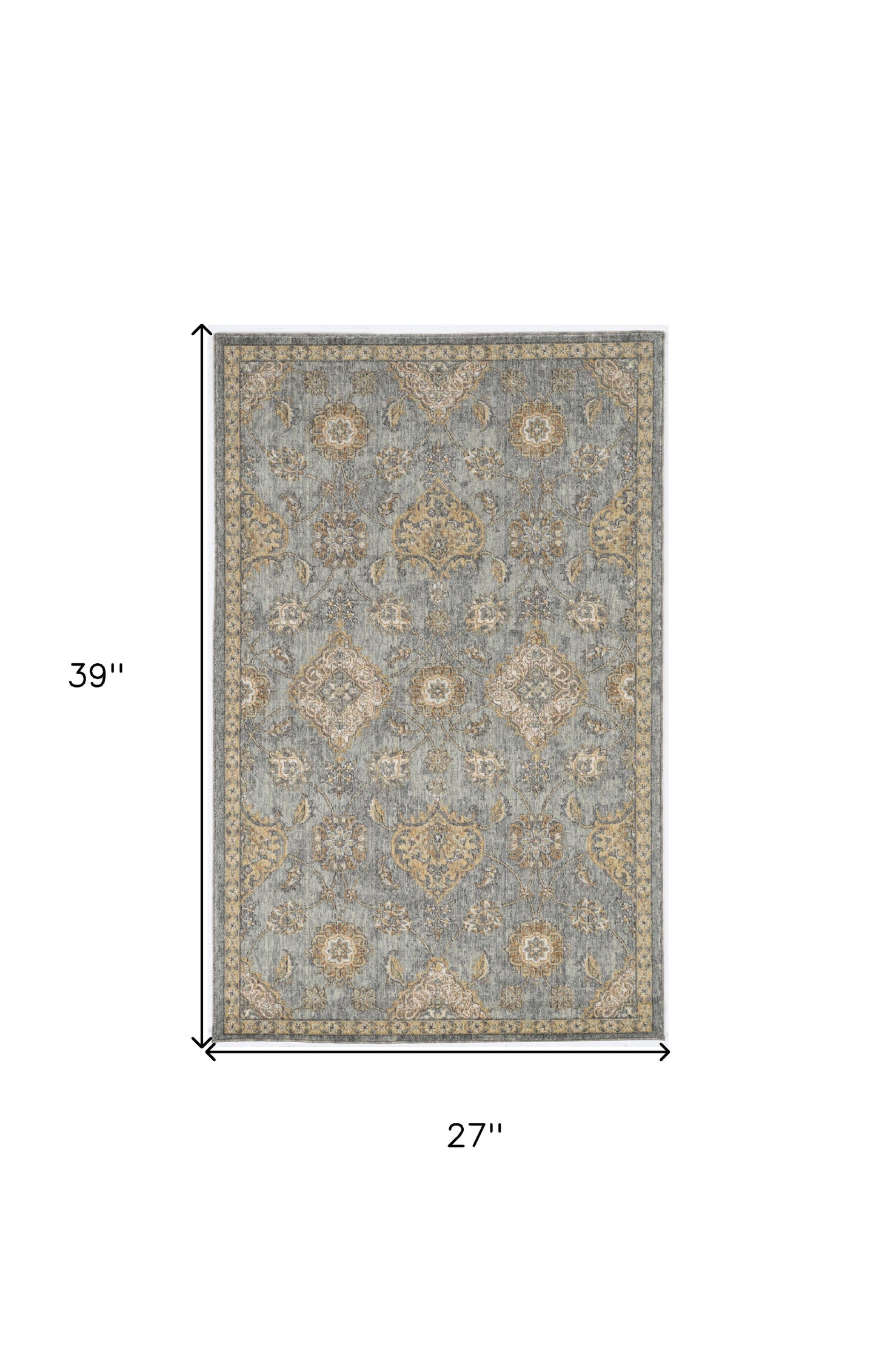 8' Sage Orange And White Wool Floral Distressed Runner Rug