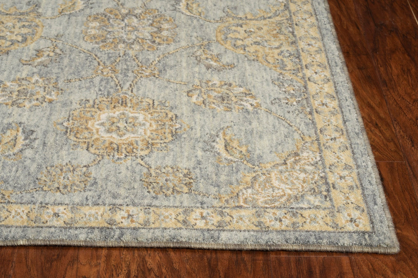 8' Sage Orange And White Wool Floral Distressed Runner Rug