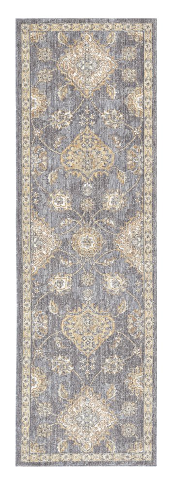 8' Sage Orange And White Wool Floral Distressed Runner Rug