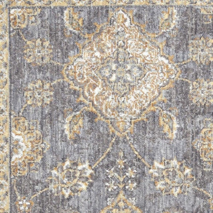 8' Sage Orange And White Wool Floral Distressed Runner Rug