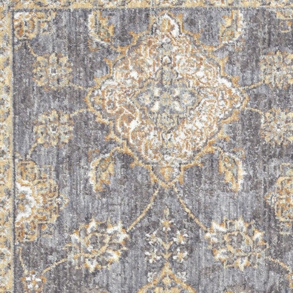 2' X 3' Sage Orange And Gray Wool Floral Distressed Area Rug