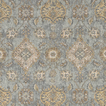 8' Sage Orange And White Wool Floral Distressed Runner Rug