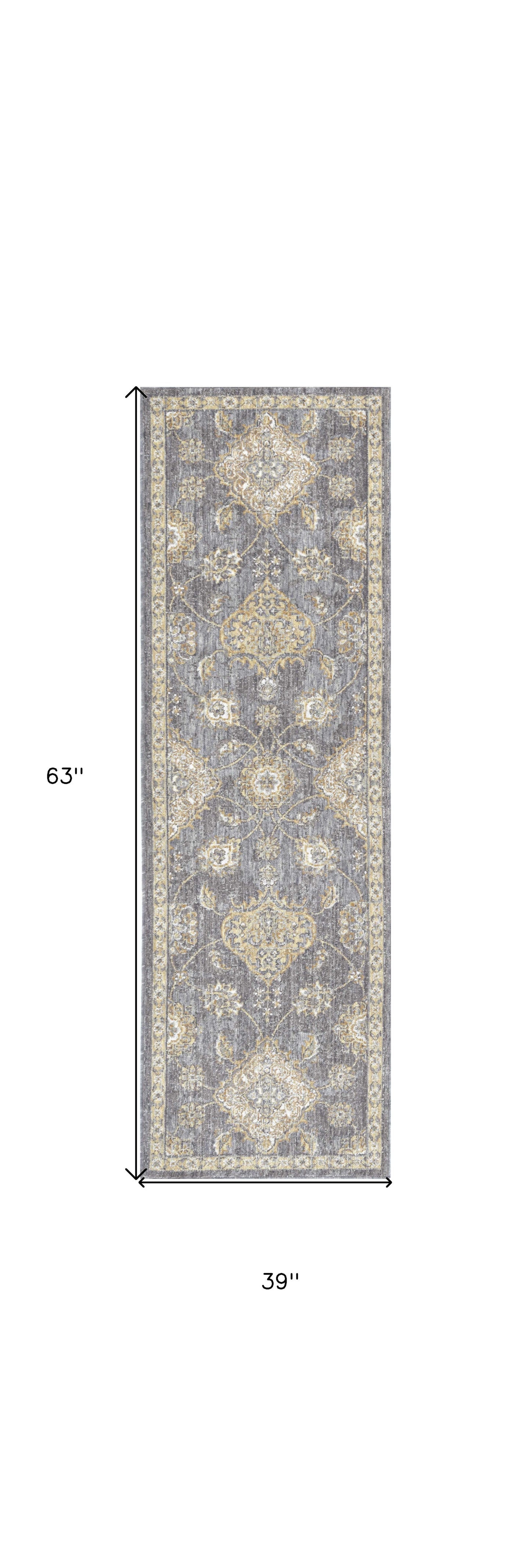 8' Sage Orange And White Wool Floral Distressed Runner Rug