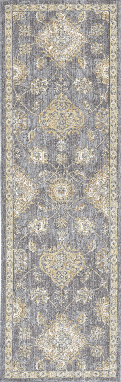 8' Sage Orange And White Wool Floral Distressed Runner Rug