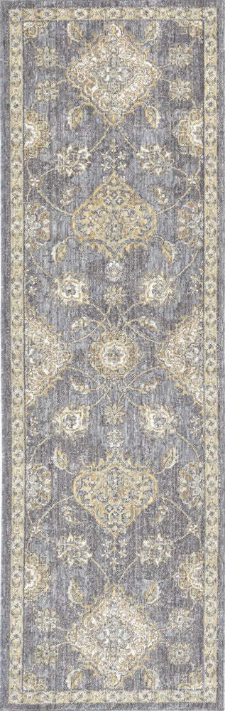 2' X 3' Sage Orange And Gray Wool Floral Distressed Area Rug