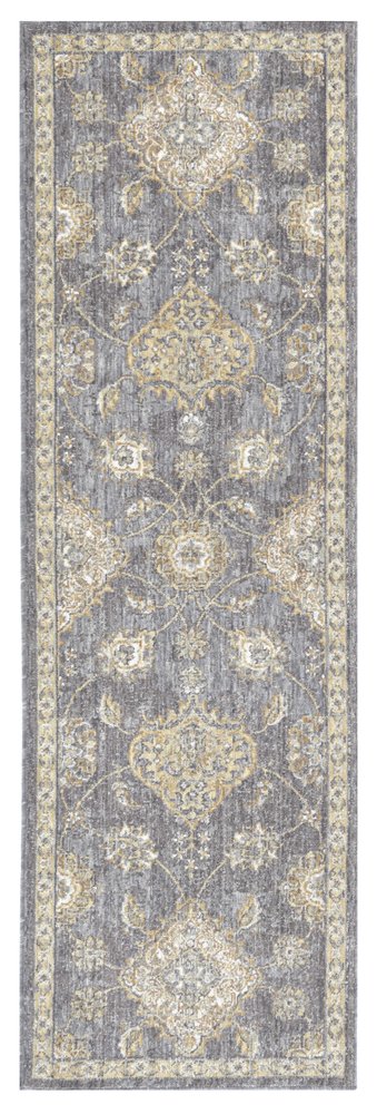 8' Sage Orange And White Wool Floral Distressed Runner Rug