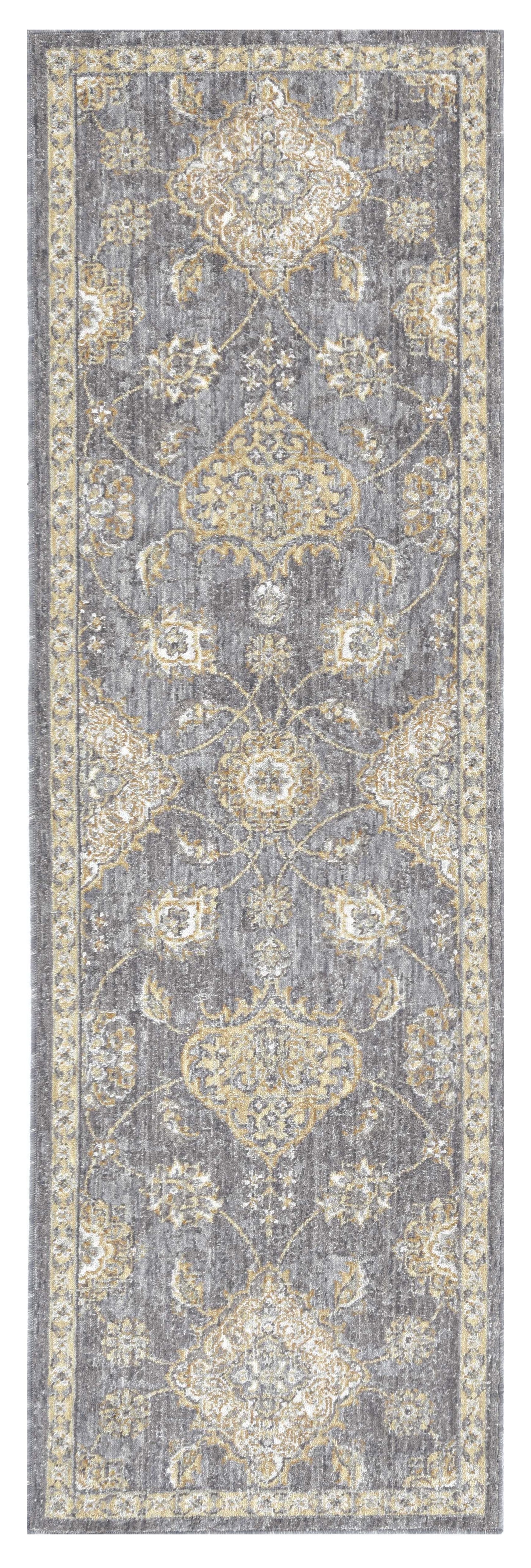 8' Sage Orange And White Wool Floral Distressed Runner Rug