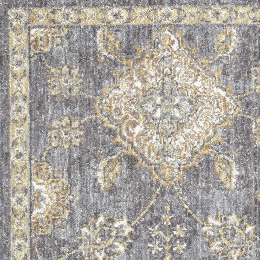 8' Sage Orange And White Wool Floral Distressed Runner Rug