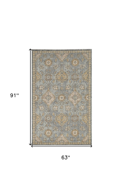 8' Sage Orange And White Wool Floral Distressed Runner Rug