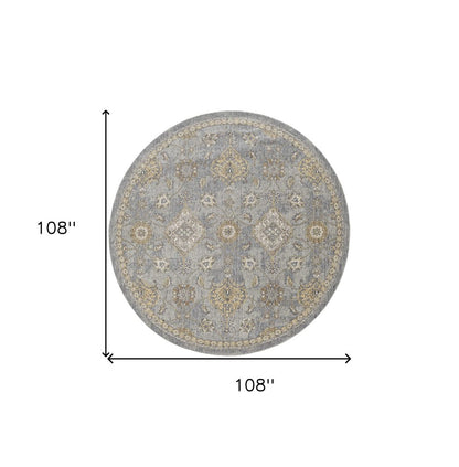 8' Sage Orange And White Wool Floral Distressed Runner Rug