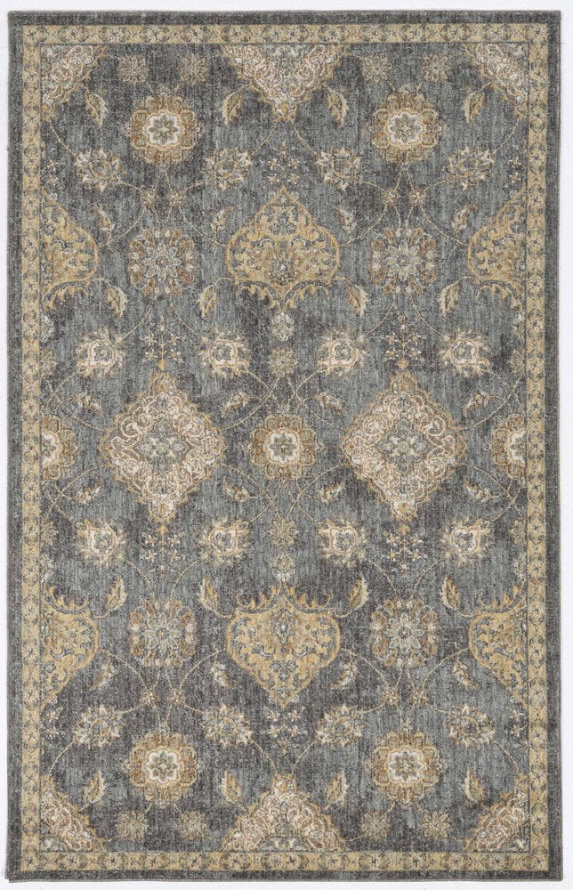 8' X 11' Sage And Slate Gray Wool Floral Medallion Distressed Area Rug