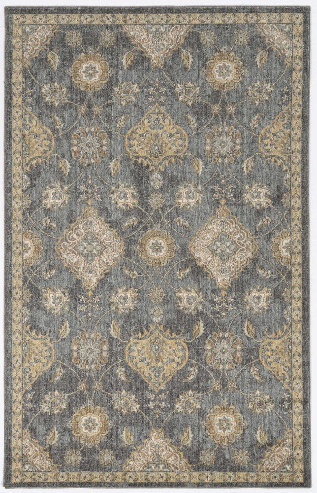 2' X 3' Sage And Slate Gray Wool Floral Medallion Area Rug