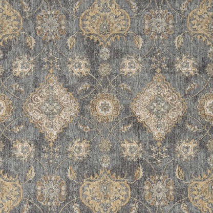 8' X 11' Sage And Slate Gray Wool Floral Medallion Distressed Area Rug