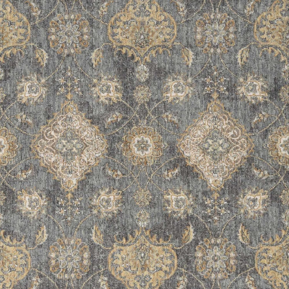2' X 3' Sage And Slate Gray Wool Floral Medallion Area Rug