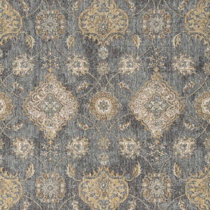 2' X 3' Sage And Slate Gray Wool Floral Medallion Area Rug