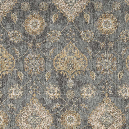 8' X 11' Sage And Slate Gray Wool Floral Medallion Distressed Area Rug
