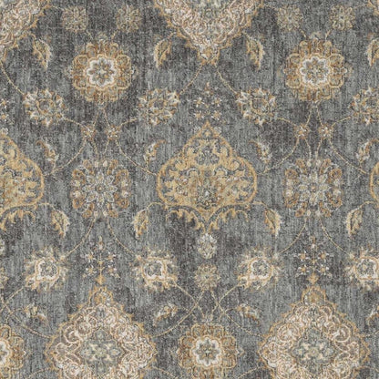 2' X 3' Sage And Slate Gray Wool Floral Medallion Area Rug