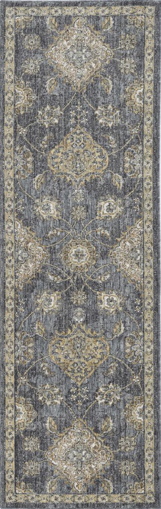 8' X 11' Sage And Slate Gray Wool Floral Medallion Distressed Area Rug