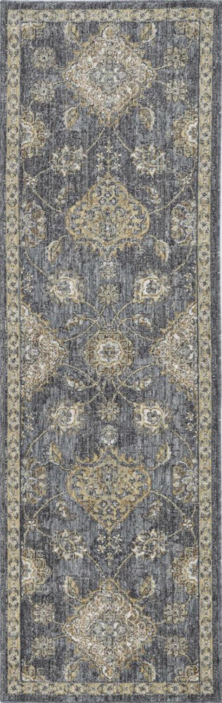 2' X 3' Sage And Slate Gray Wool Floral Medallion Area Rug
