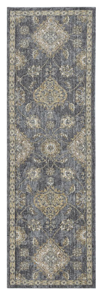 2' X 3' Sage And Slate Gray Wool Floral Medallion Area Rug