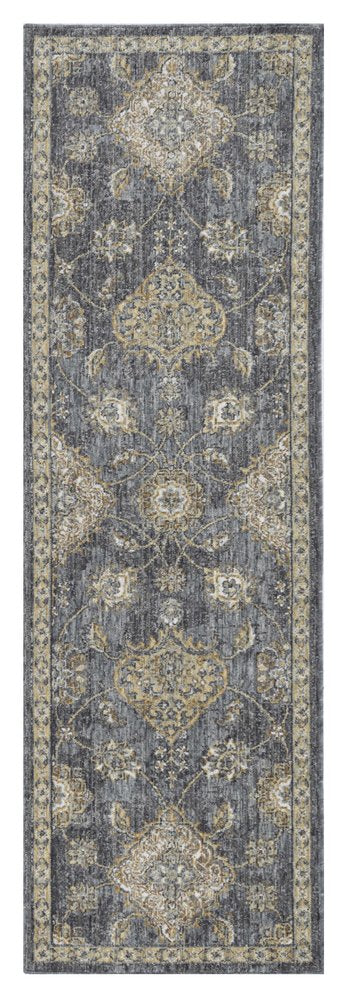 8' X 11' Sage And Slate Gray Wool Floral Medallion Distressed Area Rug
