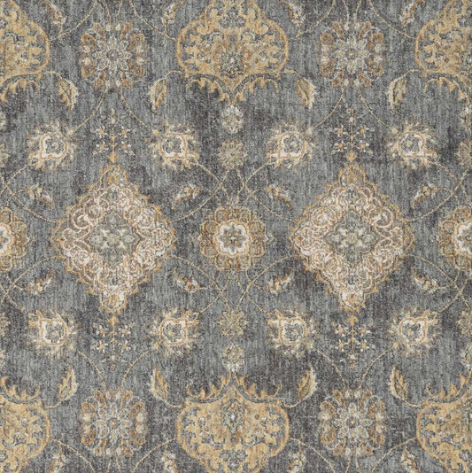 8' X 11' Sage And Slate Gray Wool Floral Medallion Distressed Area Rug